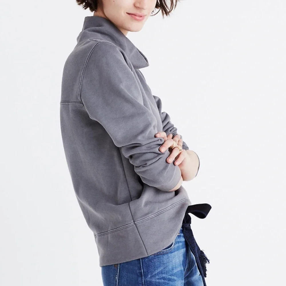 Madewell Garment-Dyed Funnelneck Sweatshirt cotton gray faded 5211